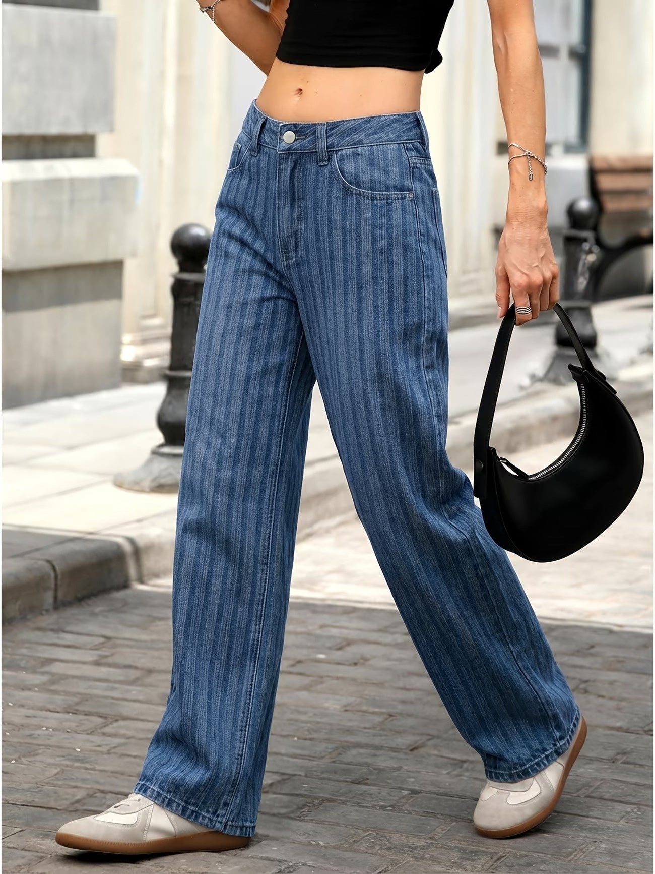 Women's Pants with Vertical Stripe Pattern