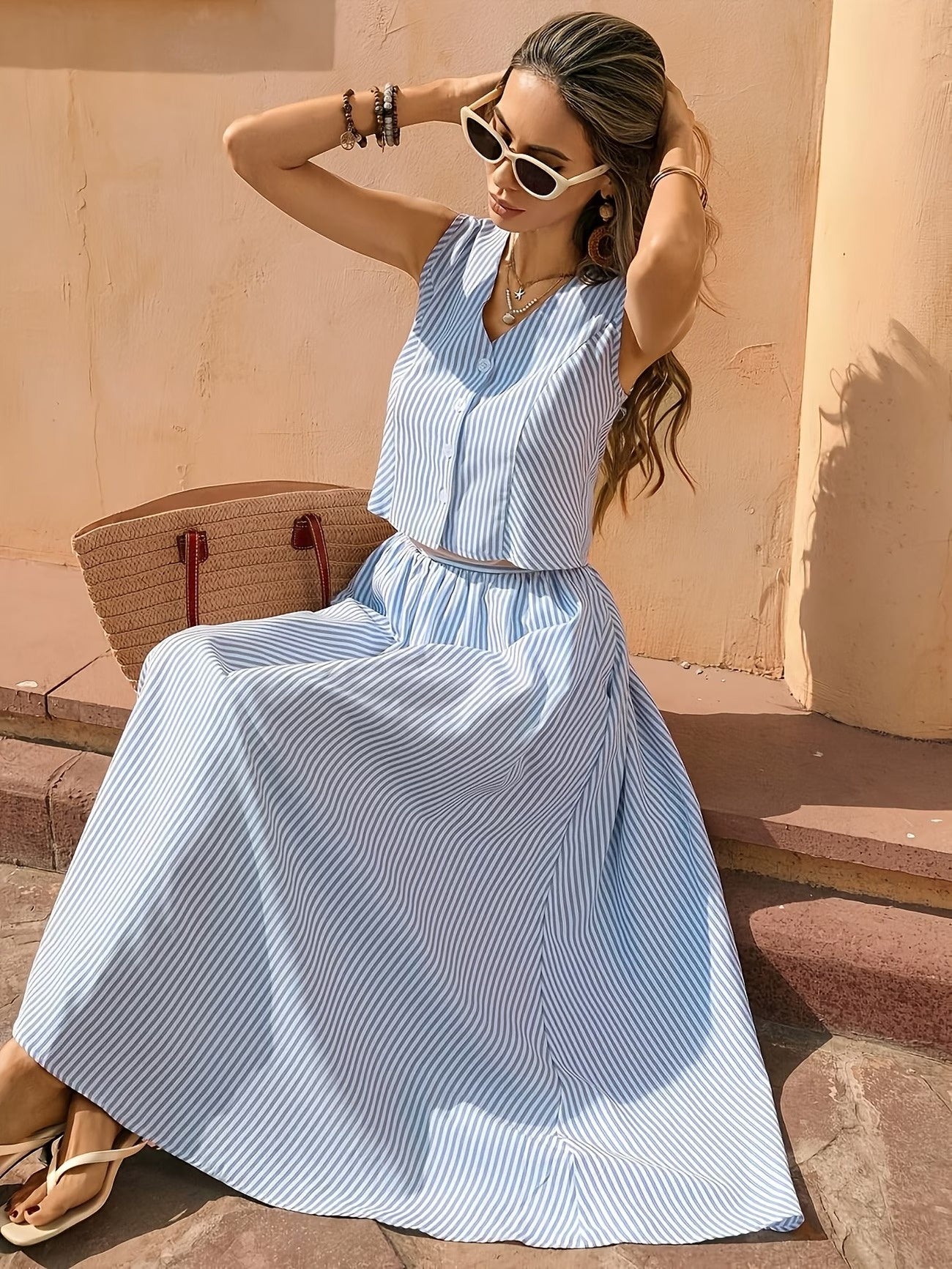 Women's Striped Two-Piece Set