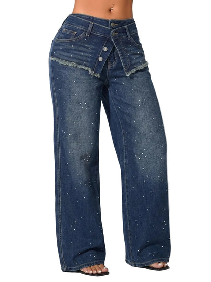 Women's Wide-Leg Pants with Double Waistband